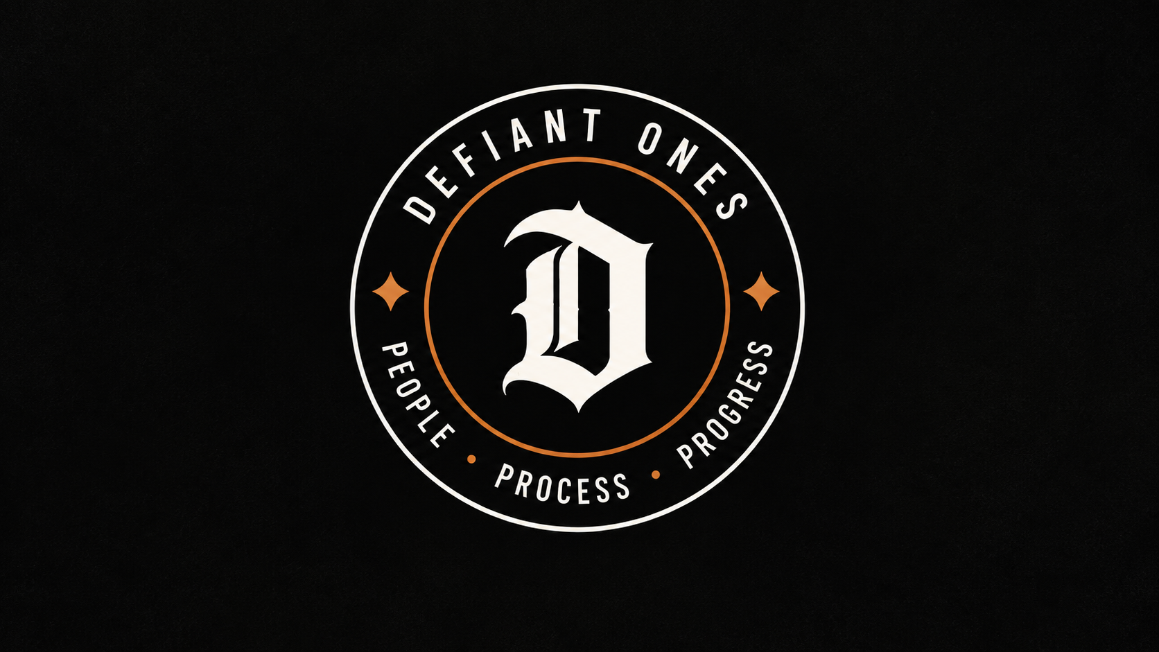 Defiant Ones badge on a dark textured background